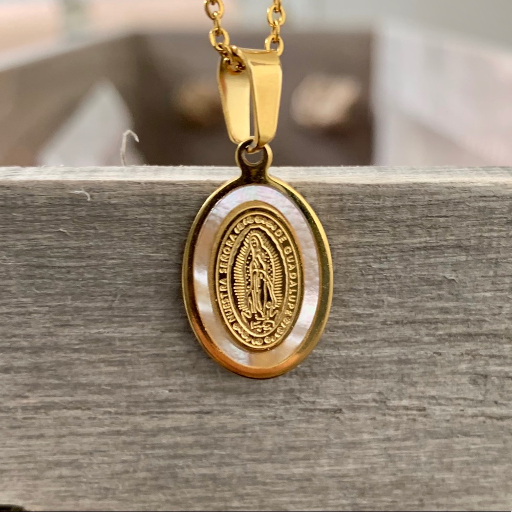 Virgin Mary Pearl Necklace